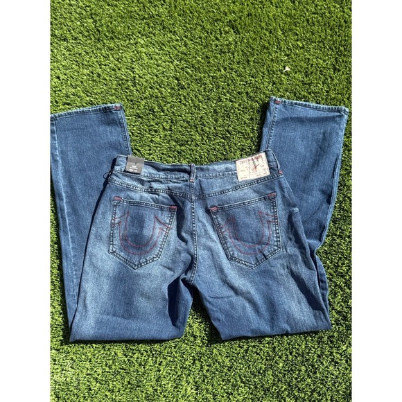 NWT True Religion Ricky Relaxed Straight‎ Jeans Mens 36x34 Dark Indigo Blaster - Picture 1 of 8